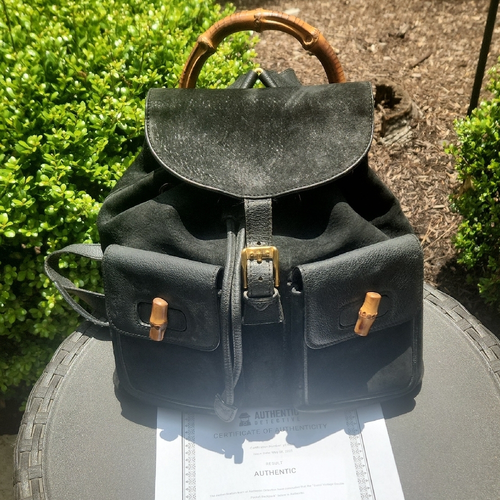 Gucci Bamboo Suede Backpack